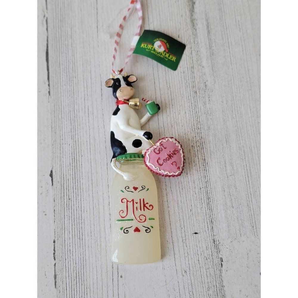 Kurt‎ Adler cow got cookies milk ornament Xmas